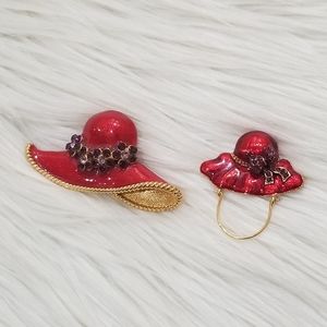 Vintage hat set brooch